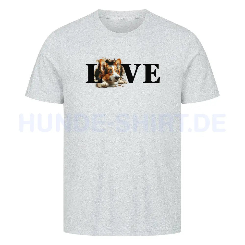 Premium T-Shirt "Corgi Cardigan - LOVE" Heather Grey – hunde-shirt.de