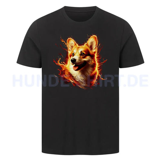 Premium T-Shirt "Corgi - Fire" Schwarz – hunde-shirt.de