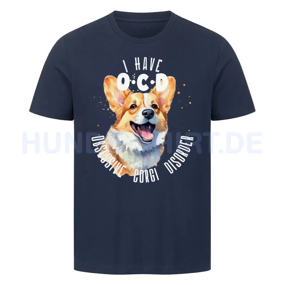 Premium T-Shirt "Corgi - OCD" French Navy – hunde-shirt.de