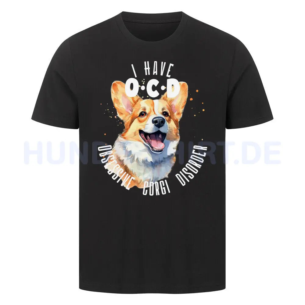 Premium T-Shirt "Corgi - OCD" Schwarz – hunde-shirt.de