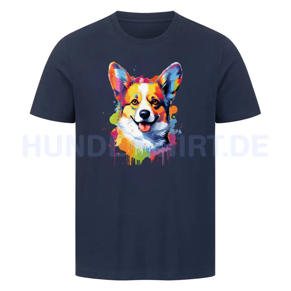 Premium T-Shirt "Corgi - Paint" French Navy – hunde-shirt.de