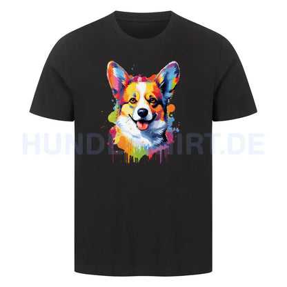 Premium T-Shirt "Corgi - Paint" Schwarz – hunde-shirt.de