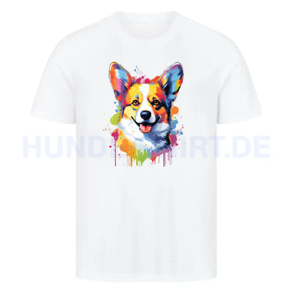 Premium T-Shirt "Corgi - Paint" Weiß – hunde-shirt.de