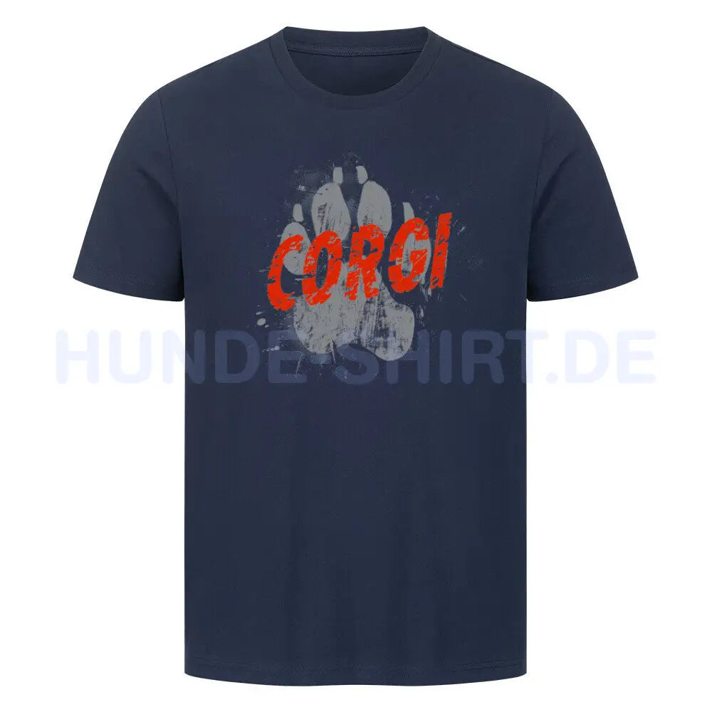 Premium T-Shirt "Corgi - PAW" French Navy – hunde-shirt.de