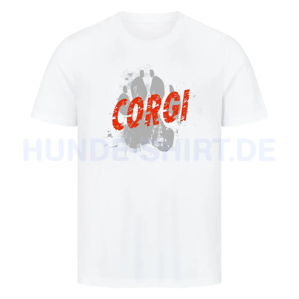 Premium T-Shirt "Corgi - PAW" Weiß – hunde-shirt.de