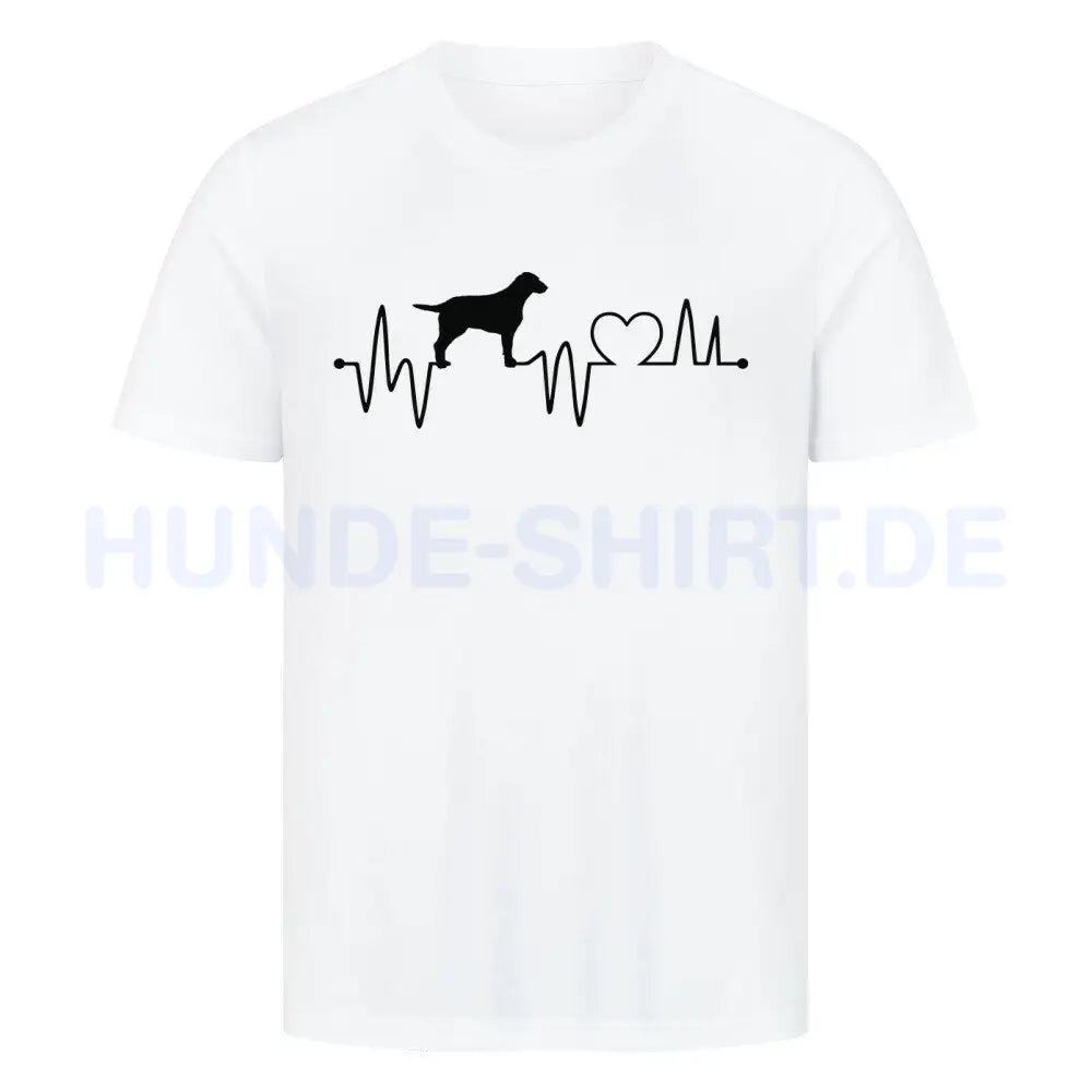 Premium T-Shirt "Curly Coated - Heartbeat" Weiß – hunde-shirt.de