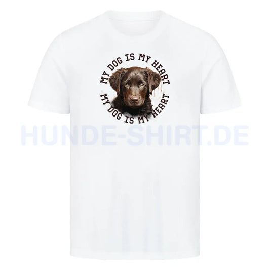 Premium T-Shirt "Curly Coated Retriever HEART" Weiß – hunde-shirt.de