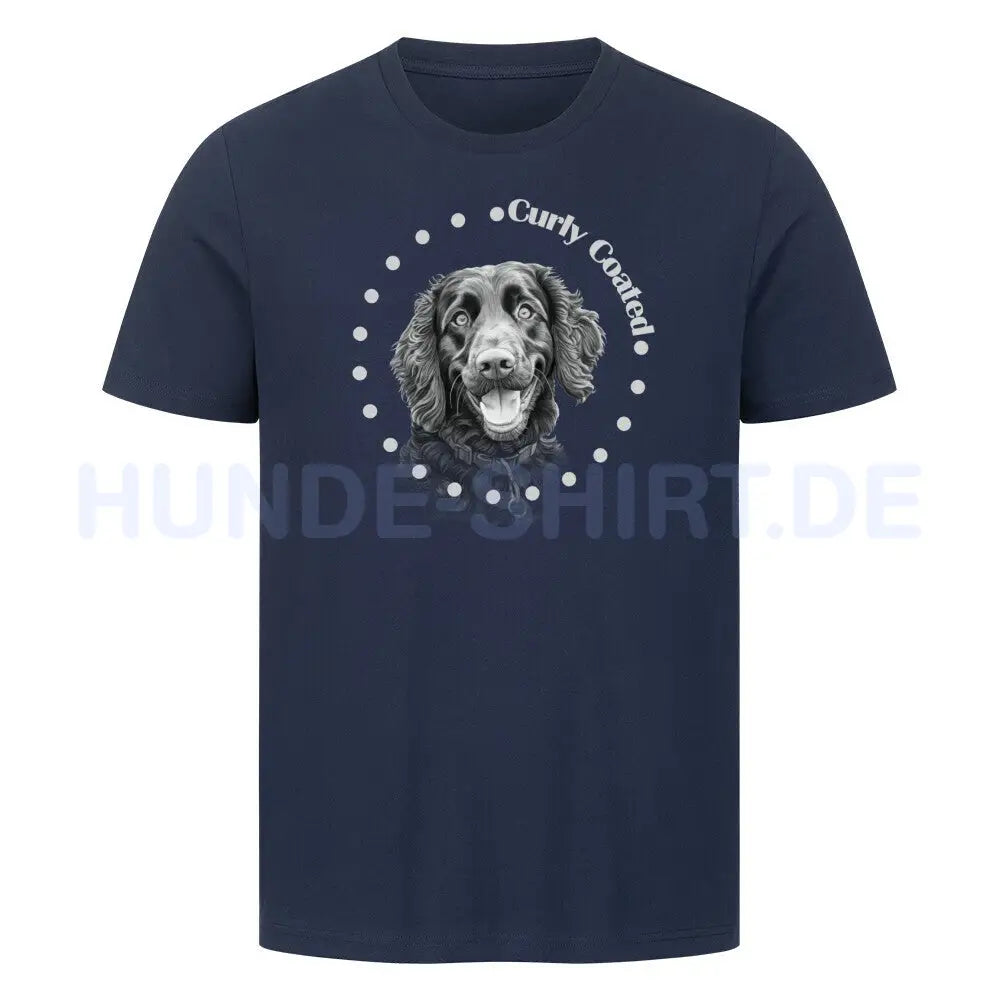 Premium T-Shirt "Curly Coated Retriever Rounded" French Navy – hunde-shirt.de