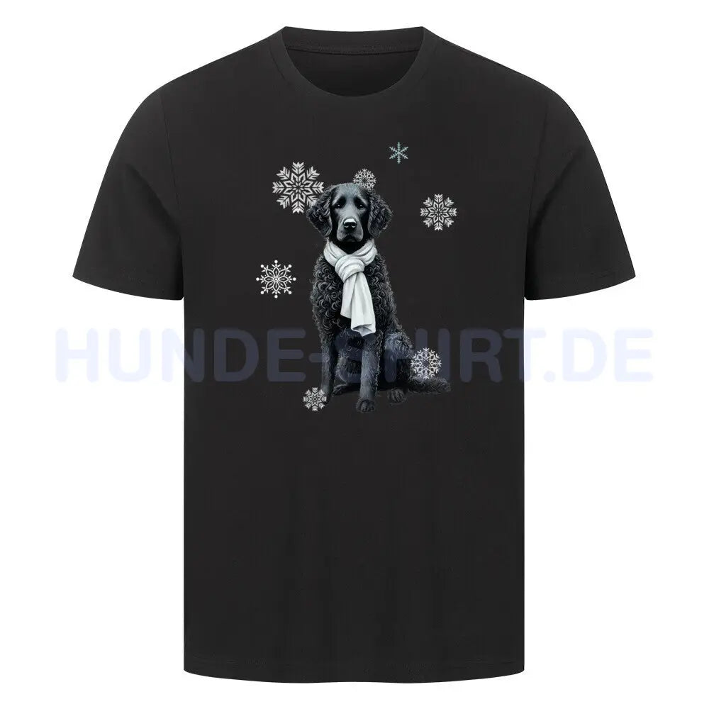 Premium T-Shirt "Curly Coated Retriever Winter" Schwarz – hunde-shirt.de