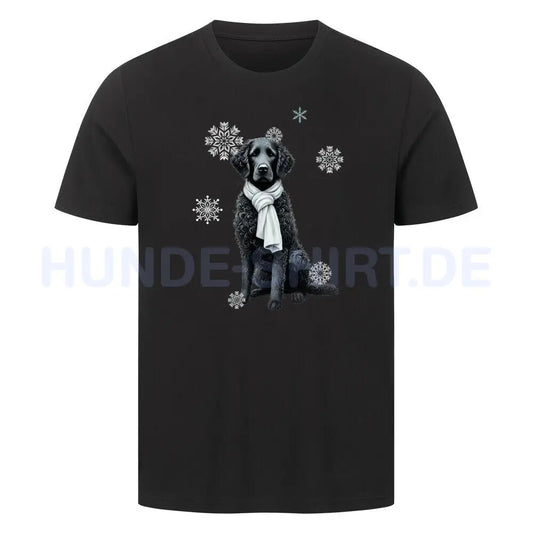 Premium T-Shirt "Curly Coated Retriever Winter" Schwarz – hunde-shirt.de