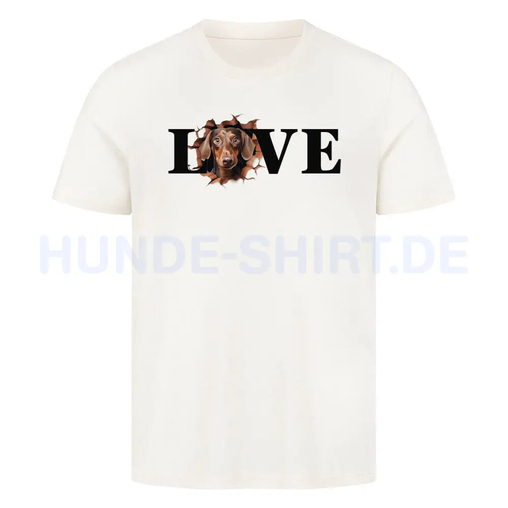 Premium T-Shirt "Dackel ( braun ) LOVE" Natural Raw – hunde-shirt.de