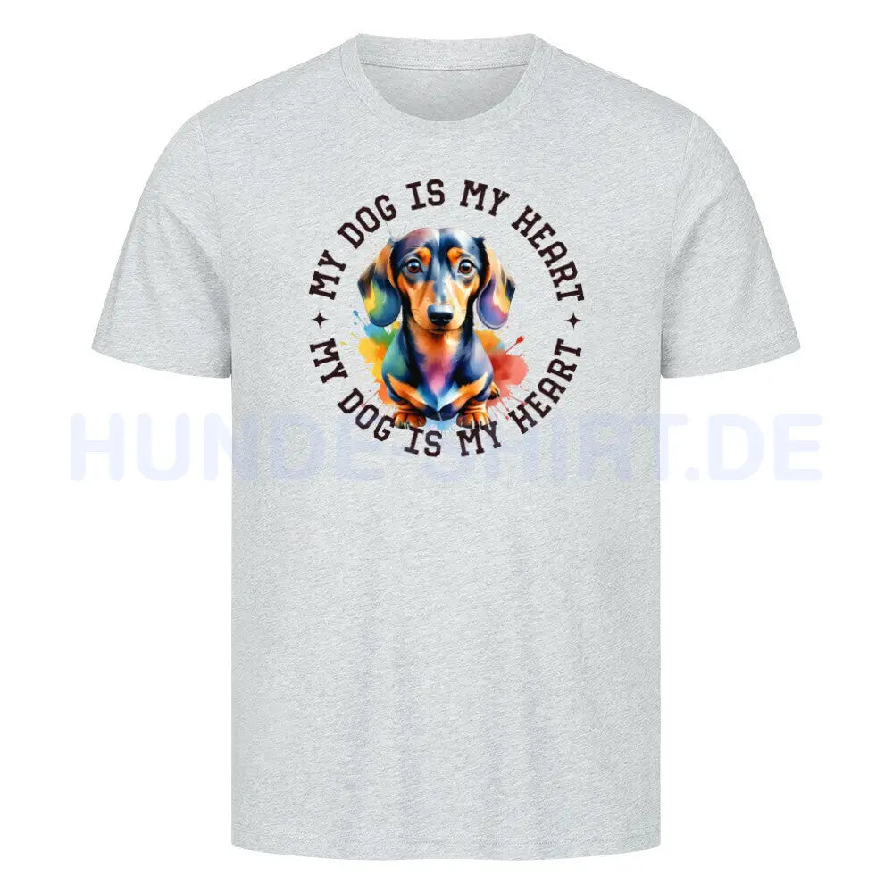 Premium T-Shirt "Dackel HEART" Heather Grey – hunde-shirt.de