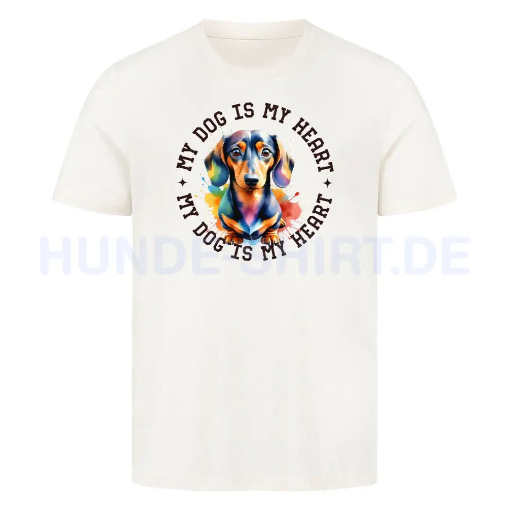 Premium T-Shirt "Dackel HEART" Natural Raw – hunde-shirt.de