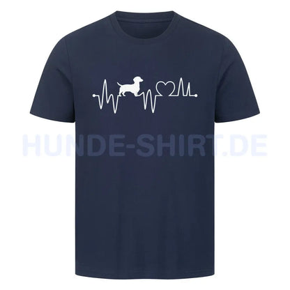 Premium T-Shirt "Dackel - Heartbeat" French Navy – hunde-shirt.de