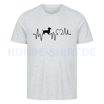 Premium T-Shirt "Dackel - Heartbeat" Heather Grey – hunde-shirt.de