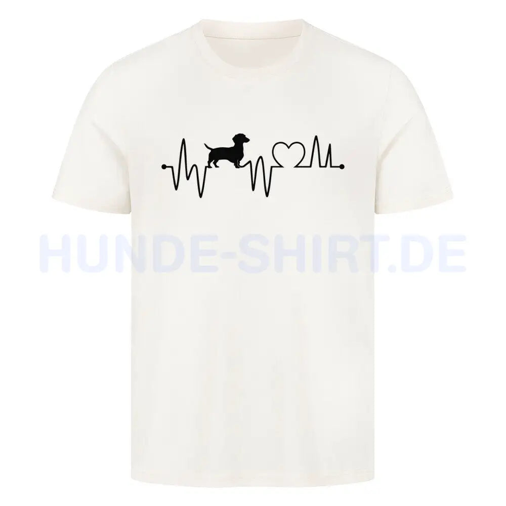 Premium T-Shirt "Dackel - Heartbeat" Natural Raw – hunde-shirt.de