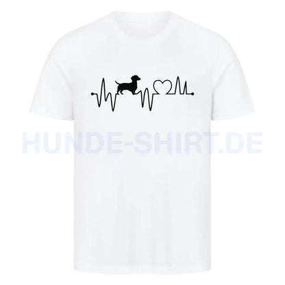 Premium T-Shirt "Dackel - Heartbeat" Weiß – hunde-shirt.de