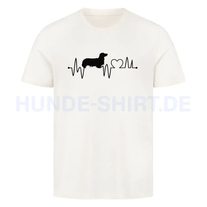 Premium T-Shirt "Dackel ( Langhaar ) - Heartbeat" Natural Raw – hunde-shirt.de