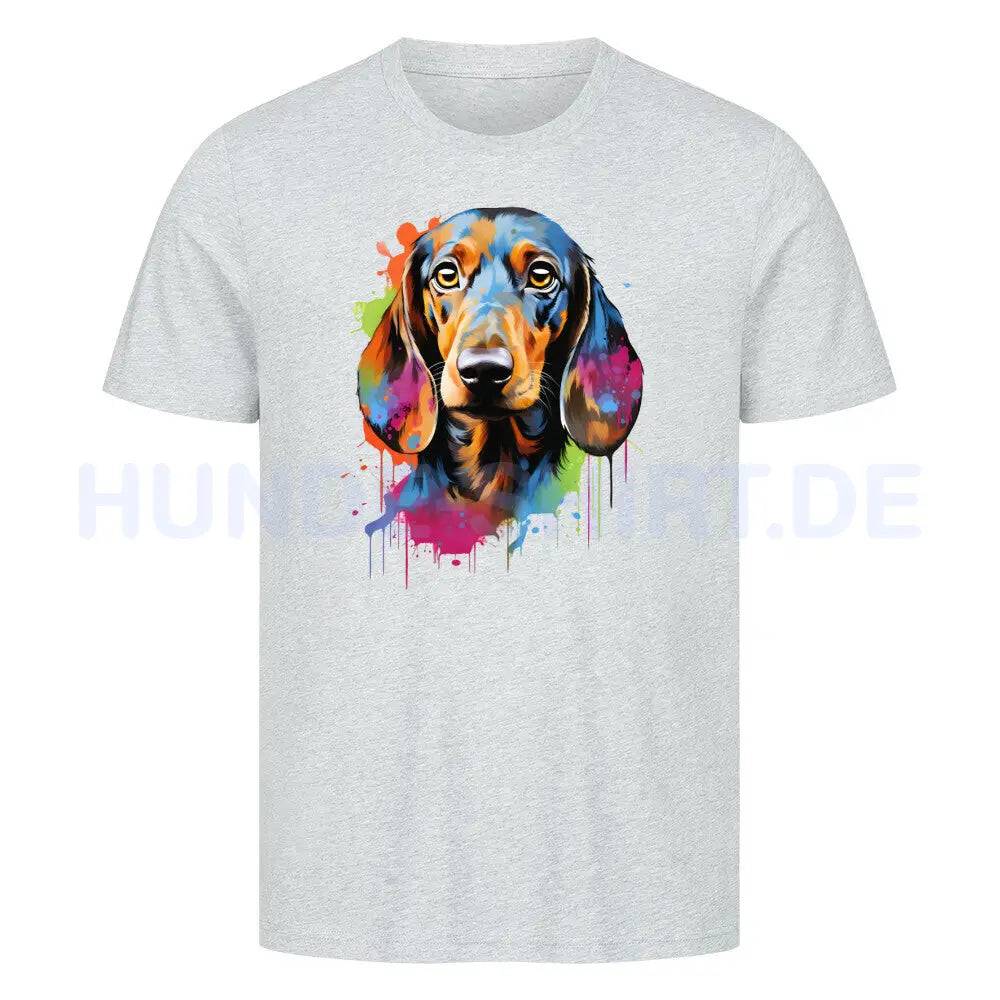 Premium T-Shirt "Dackel Paint" Heather Grey – hunde-shirt.de