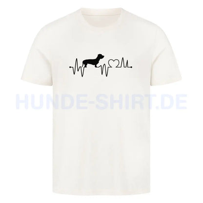 Premium T-Shirt "Dackel ( Rauhaar ) - Heartbeat" Natural Raw – hunde-shirt.de