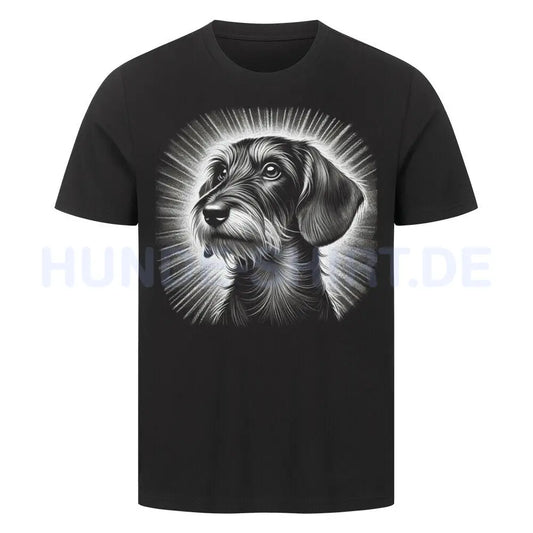 Premium T-Shirt "Dackel ( Rauhaar ) - Shine" Schwarz – hunde-shirt.de