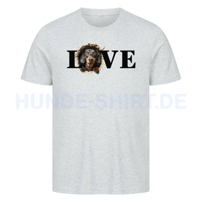 Premium T-Shirt "Dackel ( schwarz ) LOVE" Heather Grey – hunde-shirt.de