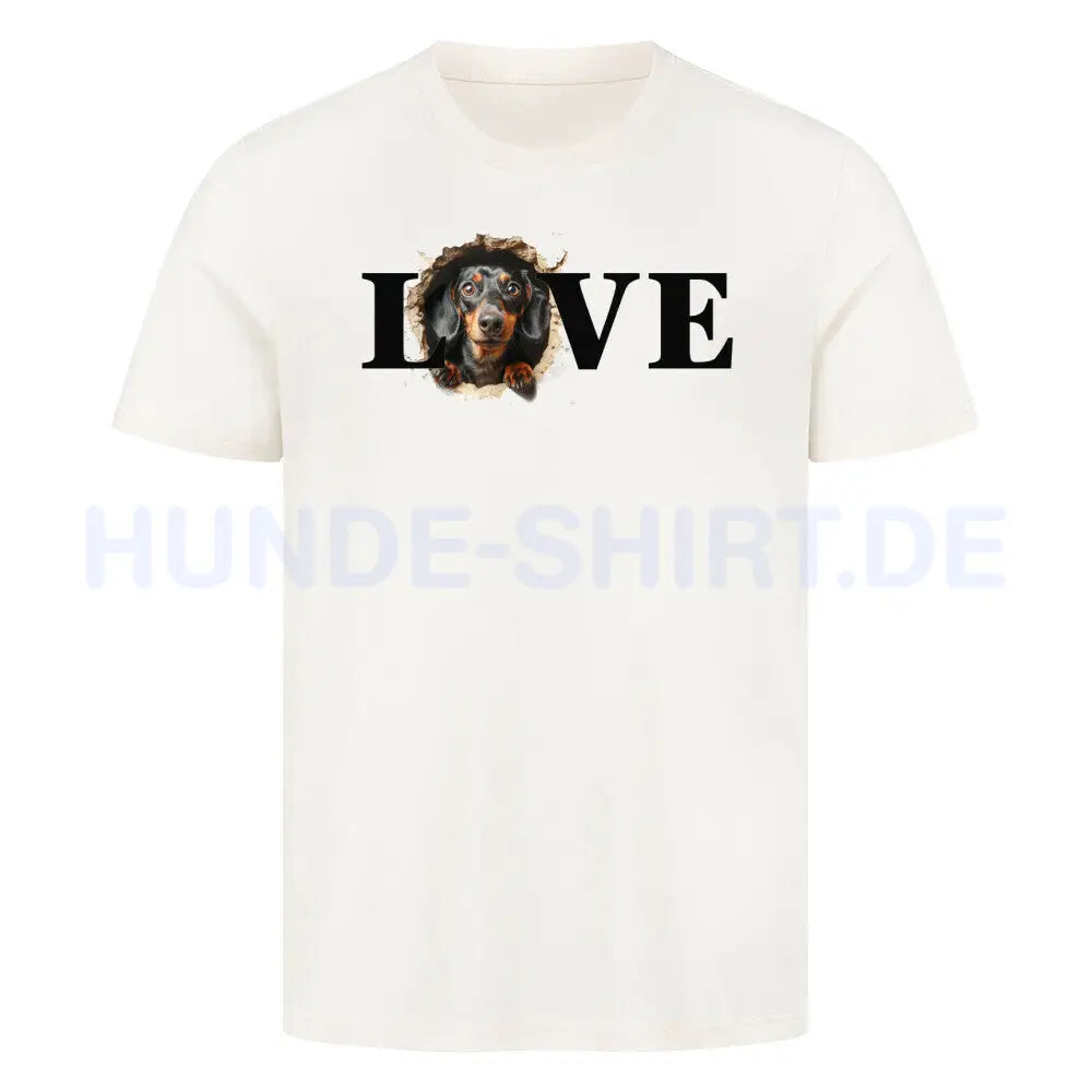 Premium T-Shirt "Dackel ( schwarz ) LOVE" Natural Raw – hunde-shirt.de