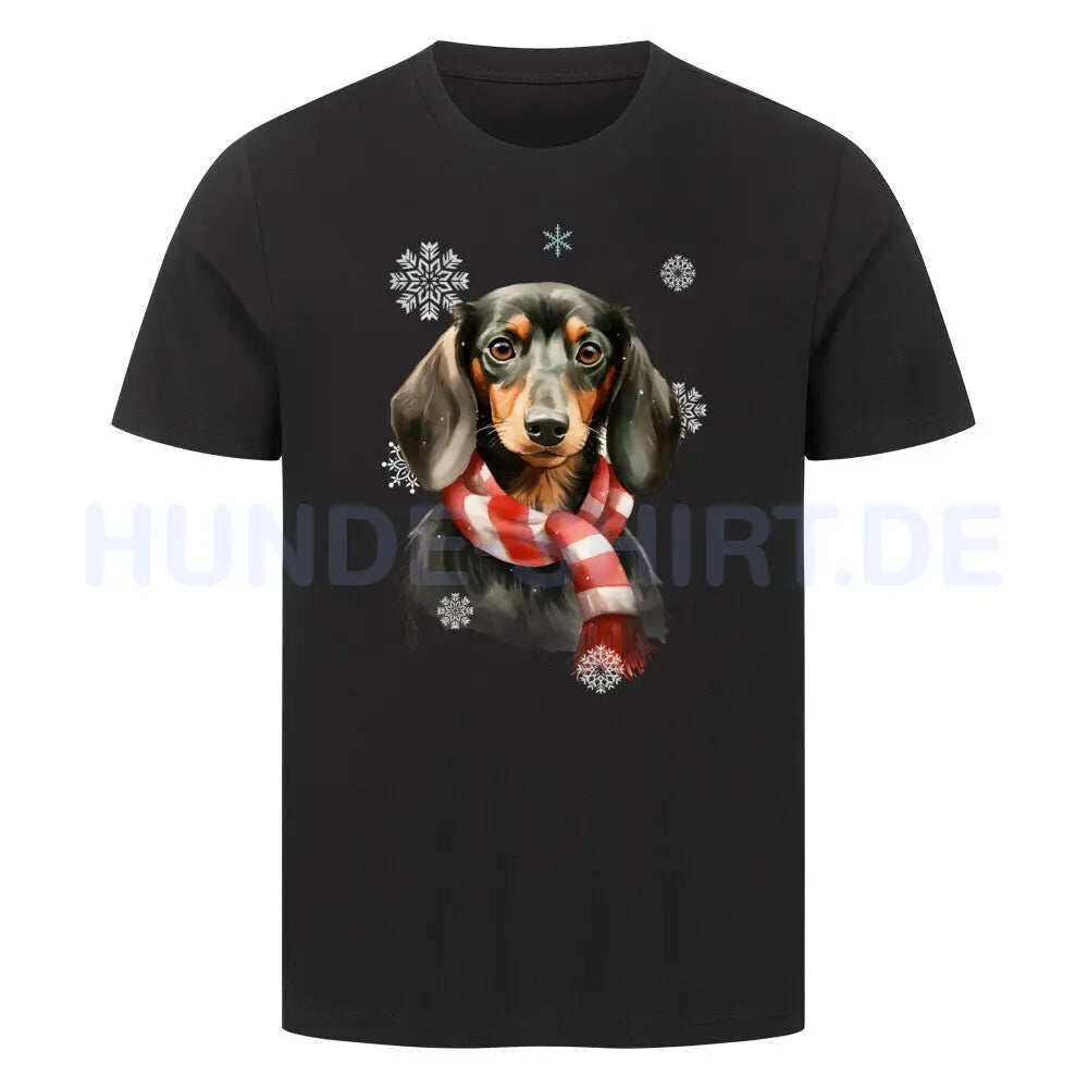 Premium T-Shirt "Dackel Winter 3" Schwarz – hunde-shirt.de