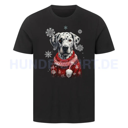 Premium T-Shirt "Dalmatiner Winter" Schwarz – hunde-shirt.de