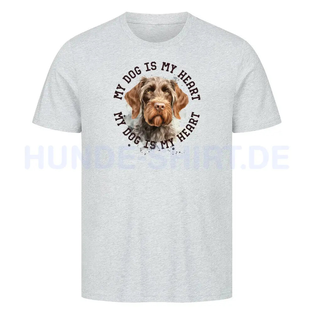 Premium T-Shirt "Deutsch Drahthaar HEART 2" Heather Grey – hunde-shirt.de