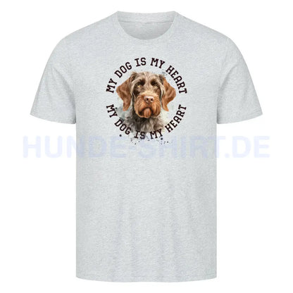 Premium T-Shirt "Deutsch Drahthaar HEART 2" Heather Grey – hunde-shirt.de