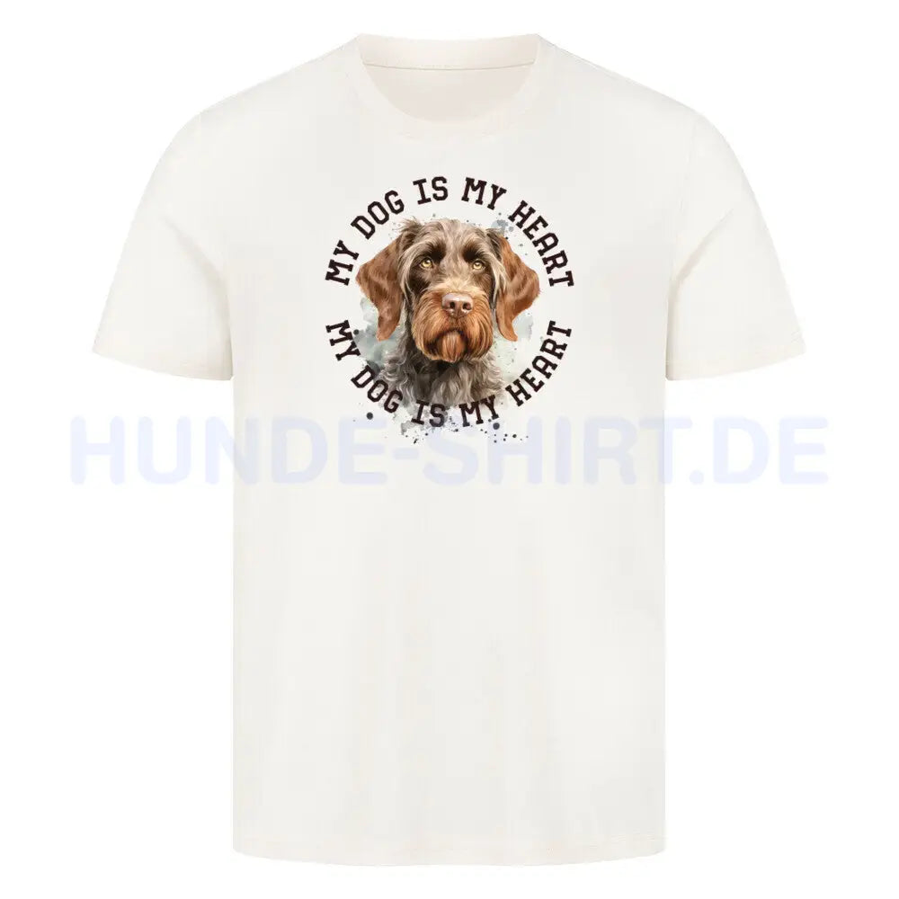 Premium T-Shirt "Deutsch Drahthaar HEART 2" Natural Raw – hunde-shirt.de