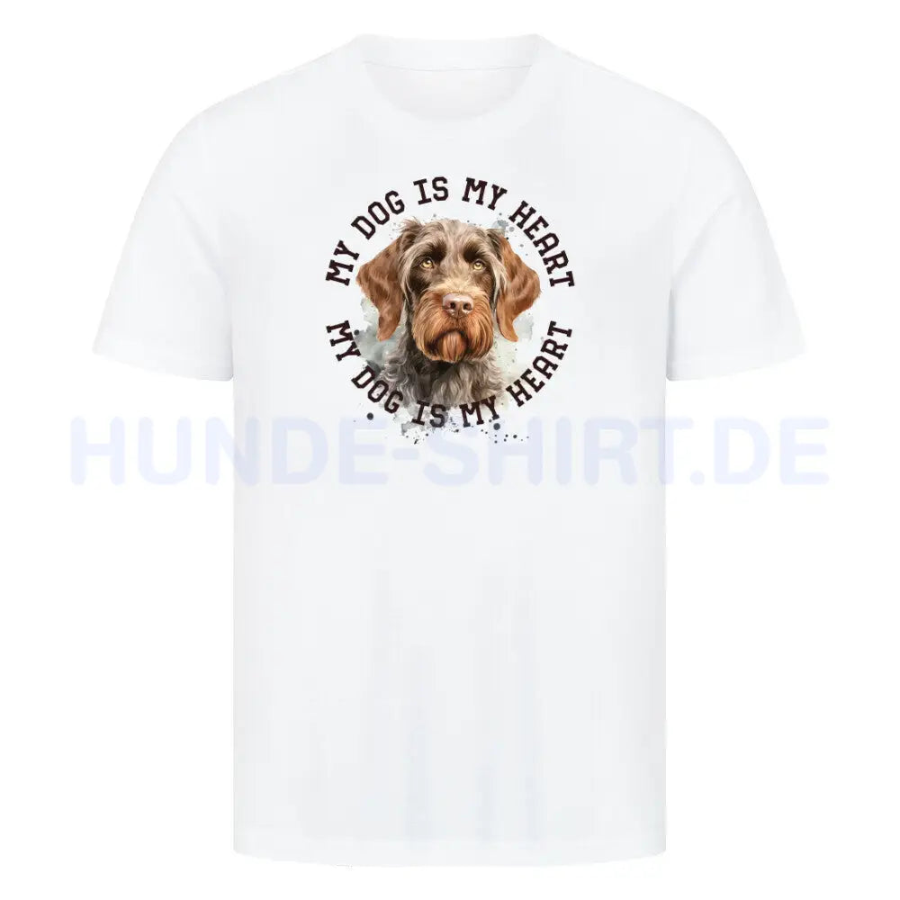 Premium T-Shirt "Deutsch Drahthaar HEART 2" Weiß – hunde-shirt.de