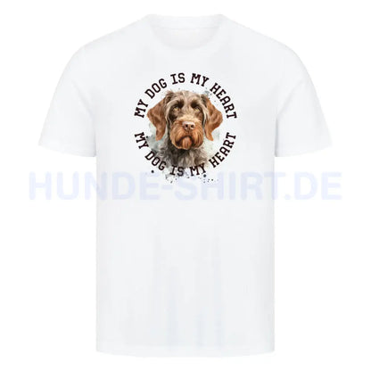 Premium T-Shirt "Deutsch Drahthaar HEART 2" Weiß – hunde-shirt.de