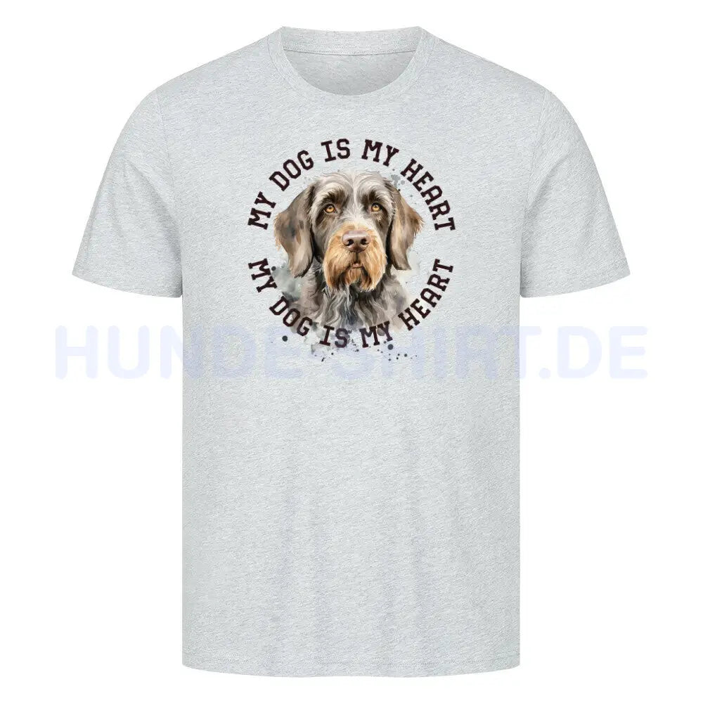 Premium T-Shirt "Deutsch Drahthaar HEART" Heather Grey – hunde-shirt.de