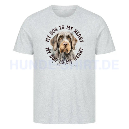 Premium T-Shirt "Deutsch Drahthaar HEART" Heather Grey – hunde-shirt.de