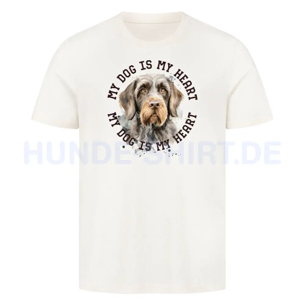 Premium T-Shirt "Deutsch Drahthaar HEART" Natural Raw – hunde-shirt.de