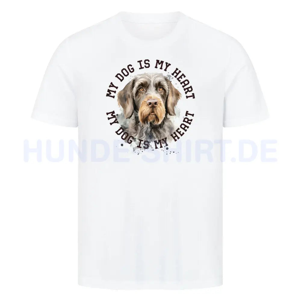 Premium T-Shirt "Deutsch Drahthaar HEART" Weiß – hunde-shirt.de