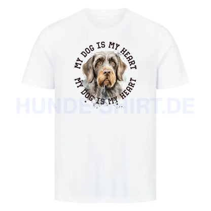 Premium T-Shirt "Deutsch Drahthaar HEART" Weiß – hunde-shirt.de