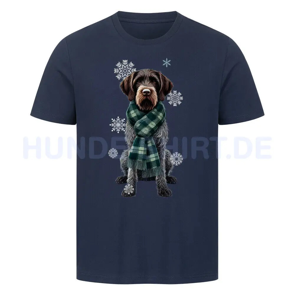 Premium T-Shirt "Deutsch Drahthaar Winter" French Navy – hunde-shirt.de