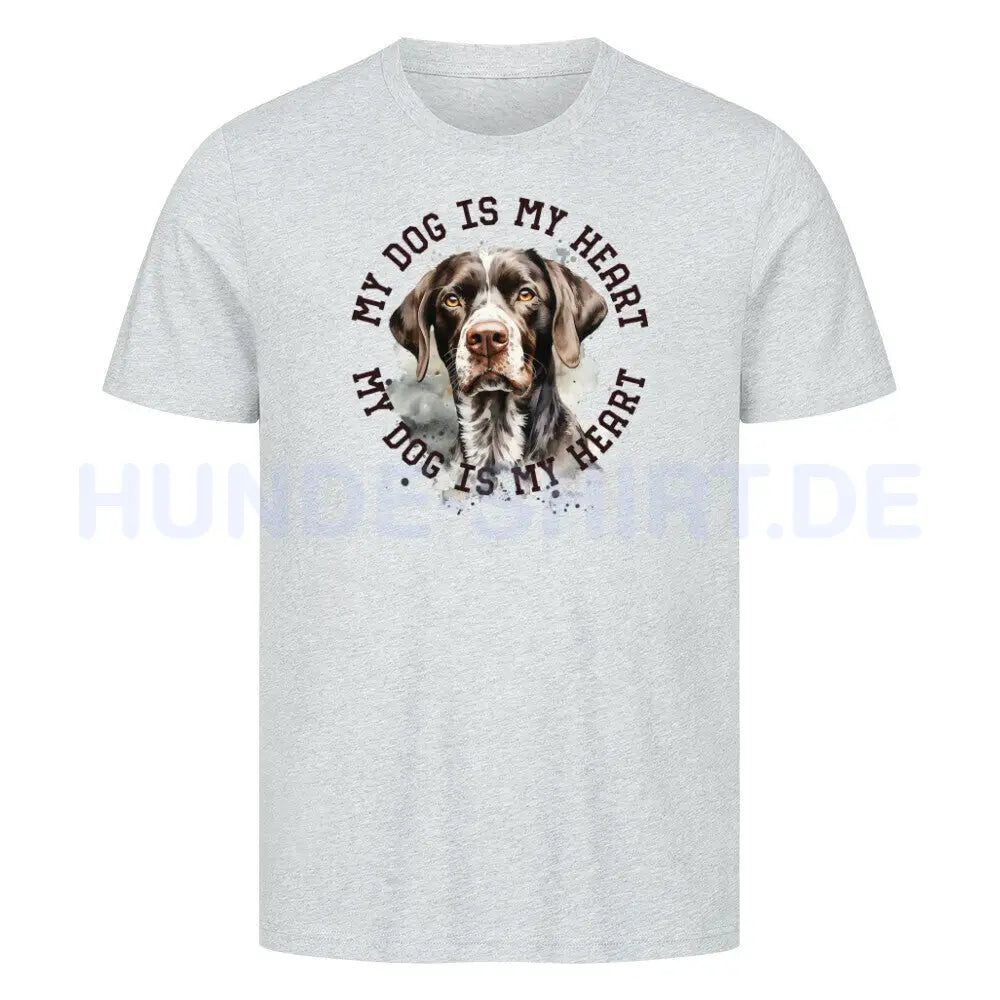 Premium T-Shirt "Deutsch Kurzhaar Heart 2" Heather Grey – hunde-shirt.de