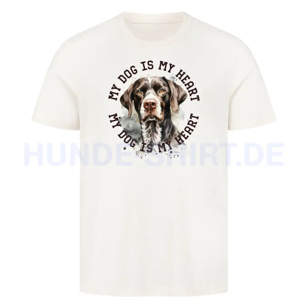 Premium T-Shirt "Deutsch Kurzhaar Heart 2" Natural Raw – hunde-shirt.de