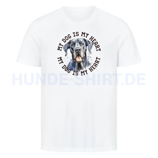 Premium T-Shirt "Deutsche Dogge HEART" Weiß – hunde-shirt.de