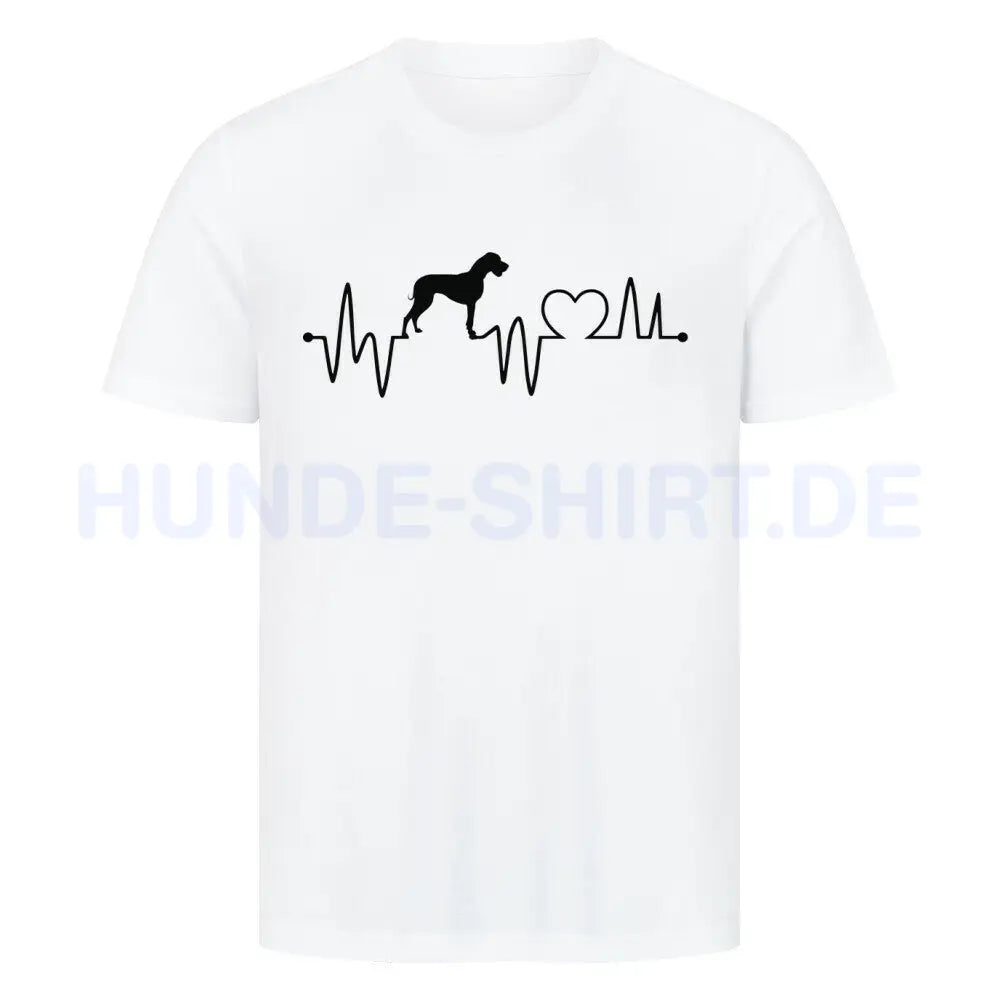 Premium T-Shirt "Deutsche Dogge - Heartbeat" Weiß – hunde-shirt.de