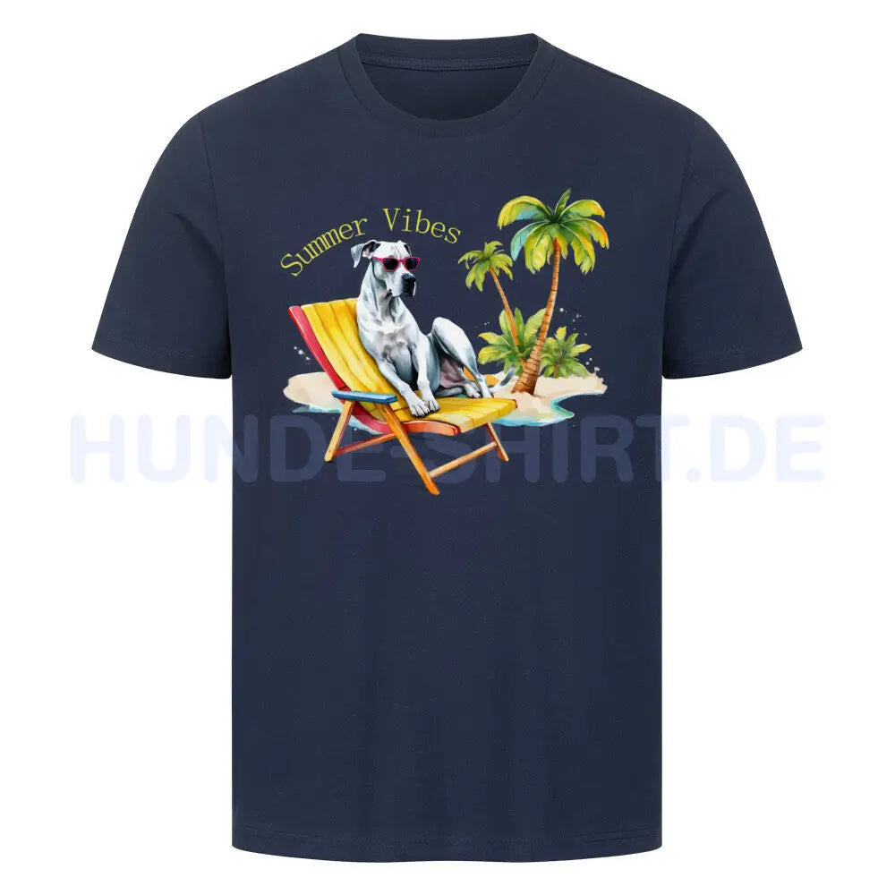 Premium T-Shirt "Deutsche Dogge - Summer Vibes" French Navy – hunde-shirt.de