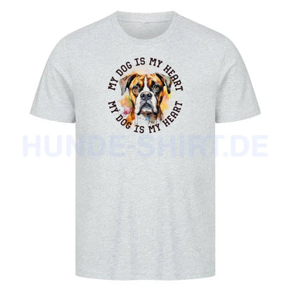 Premium T-Shirt "Deutscher Boxer HEART" Heather Grey – hunde-shirt.de