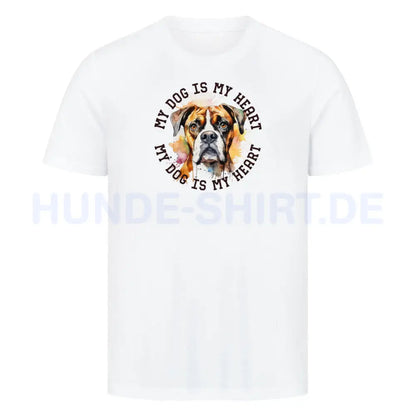 Premium T-Shirt "Deutscher Boxer HEART" Weiß – hunde-shirt.de