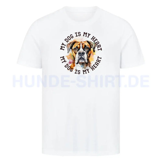 Premium T-Shirt "Deutscher Boxer HEART" Weiß – hunde-shirt.de