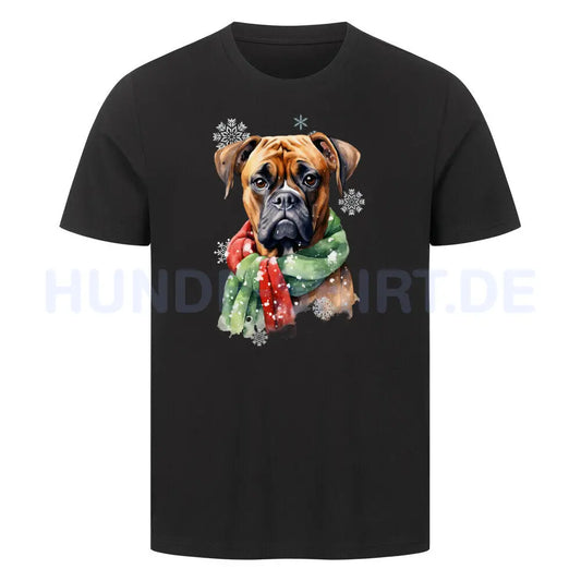 Premium T-Shirt "Deutscher Boxer Winter" Schwarz – hunde-shirt.de