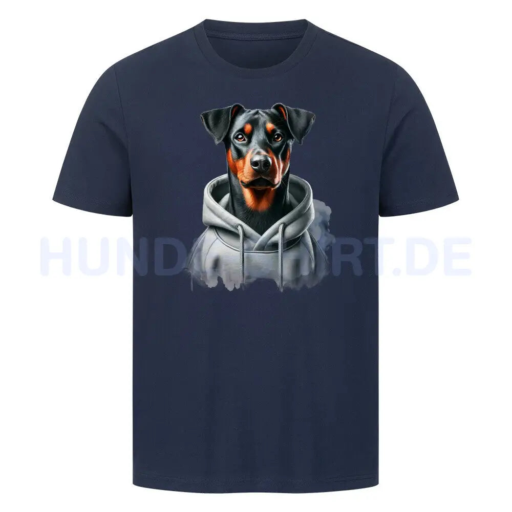 Premium T-Shirt "Deutscher Pinscher Hooded" French Navy – hunde-shirt.de